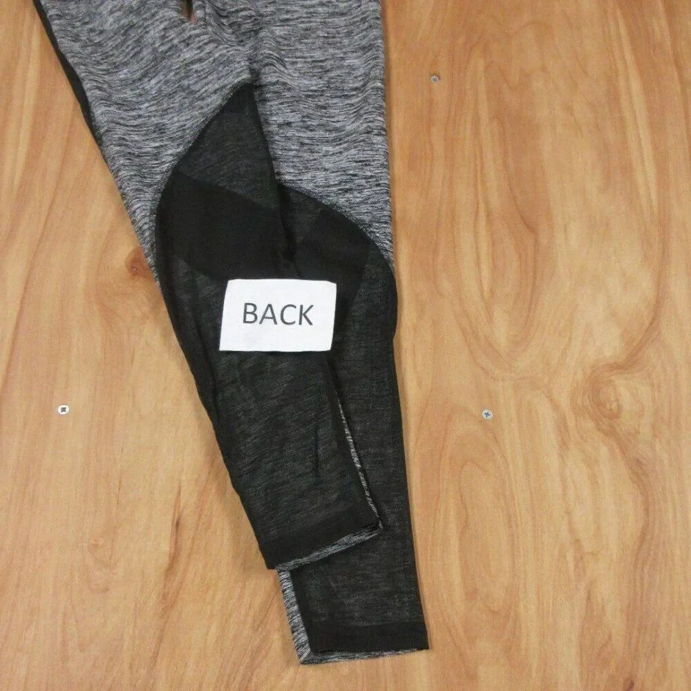 HOLLISTER Cali Sport Leggings Sz XS Workout Gym‎ Gray Heather Sheer Black Panels
